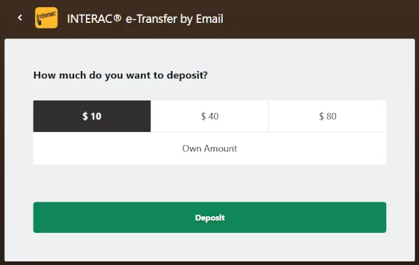 Interac Deposit Method for Canada