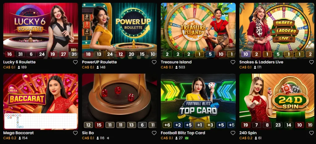 YukonGold Live Casino Section